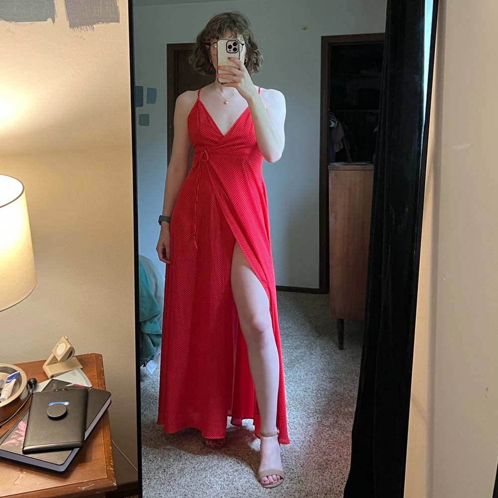 NWT Forever21 Breezy Wrap Dress, Open Back, High Slit